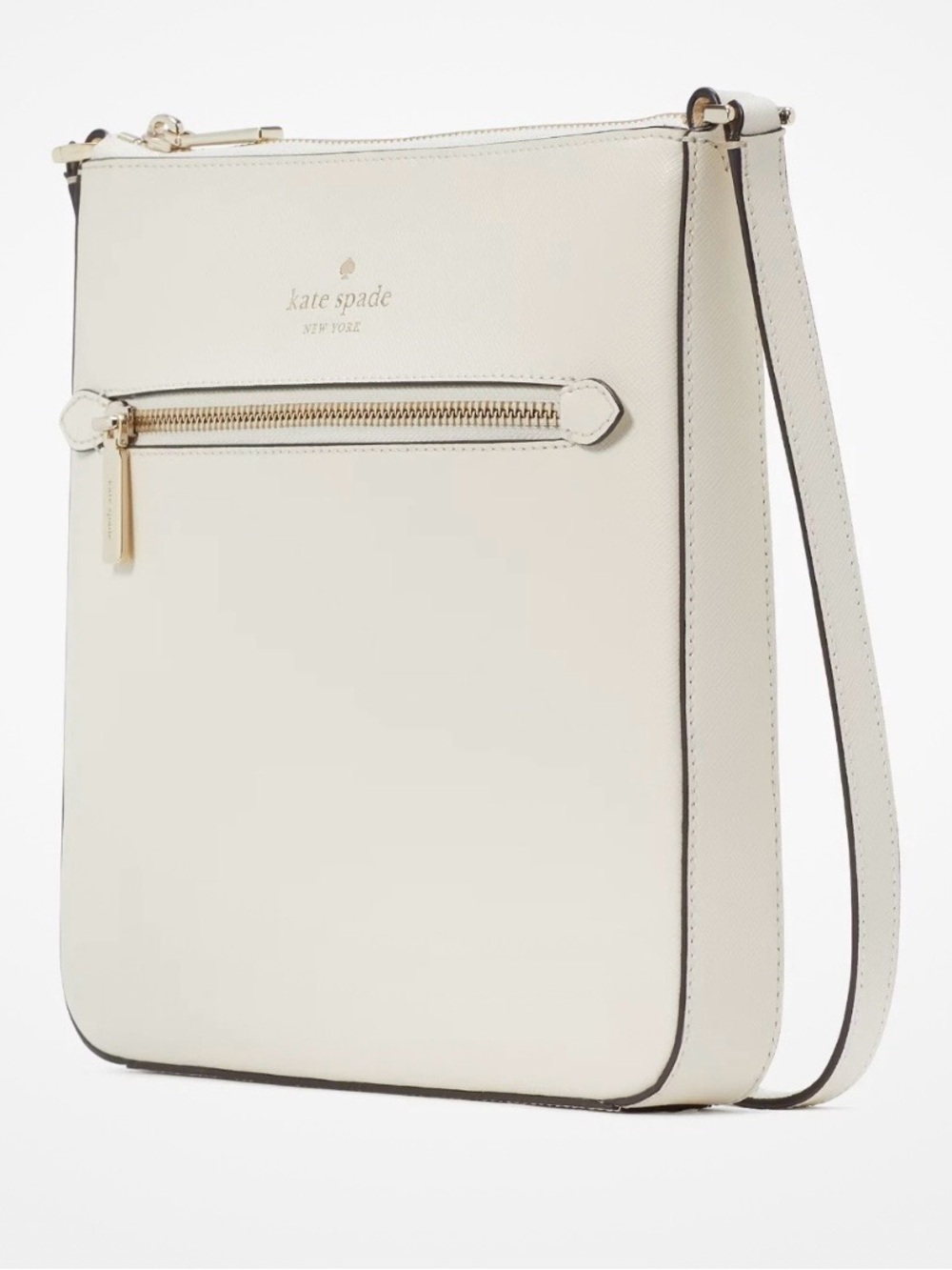 kate spade Cream Leather Crossbody with Front Zip